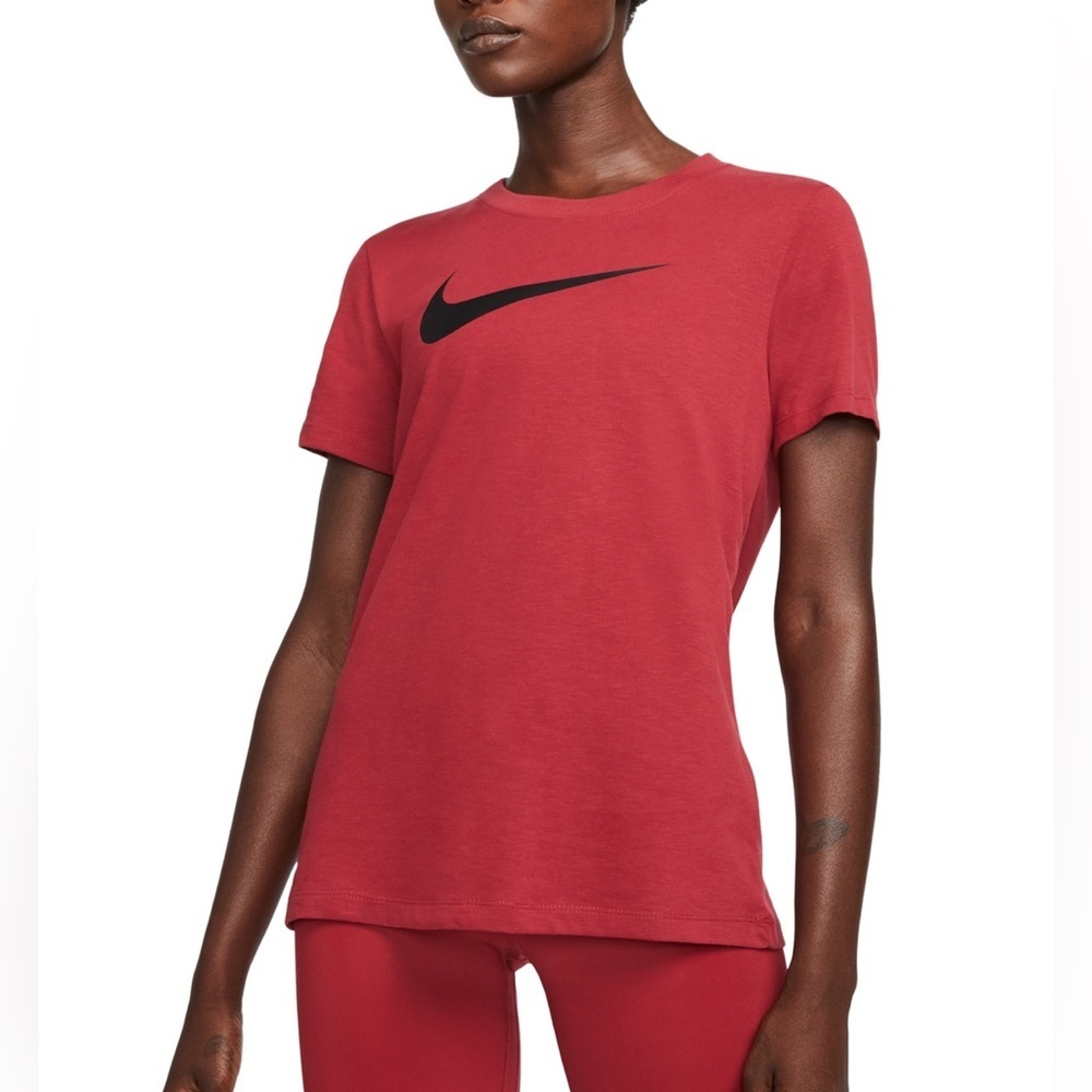 Nike The Nike Tee Dri-Fit Short Sleeve Tee - Dark Red with Black Swoosh L